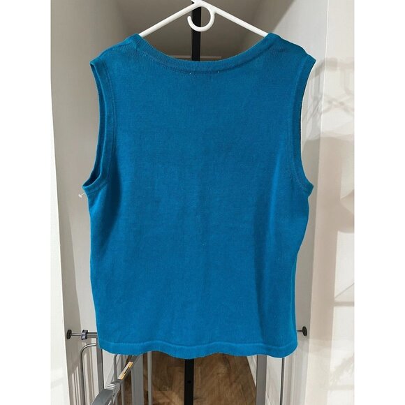 NWT VINTAGE Christopher & Banks Womens XL Snowflake Embroidered Teal Vest 55% Ra - Picture 3 of 8